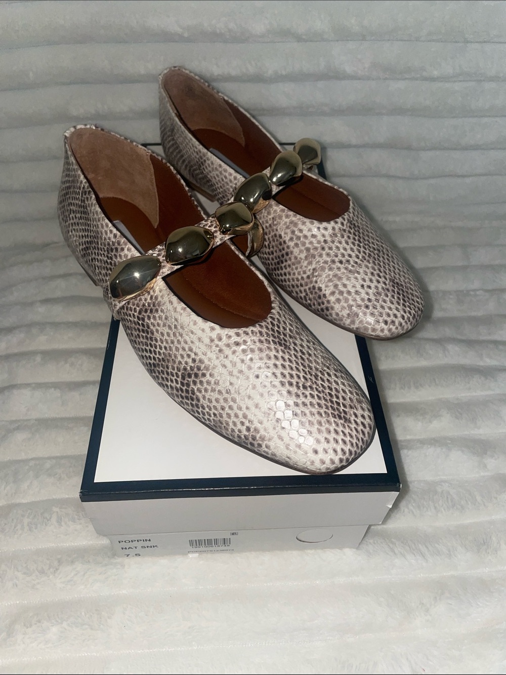 NIB Steve Madden 7.5  Poppin Ballet flat in Natural Snakeskin